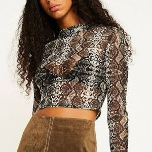 Urban Outfitters Sheer Mesh Snake print going out long sleeve top XS